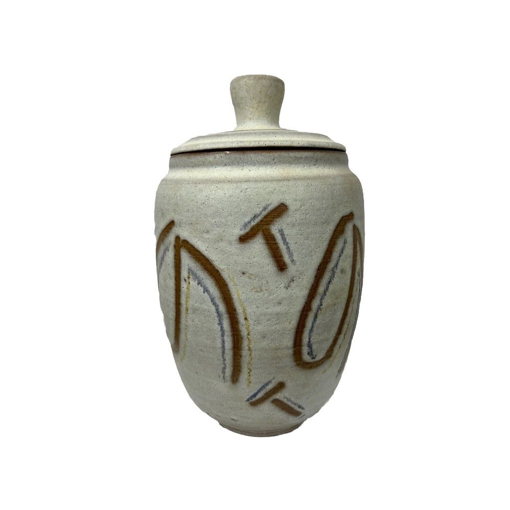 Adrian Shaw Studio‎ Pottery Jar Vessel Lidded MCM Signed Mid Century Modern 9.5"